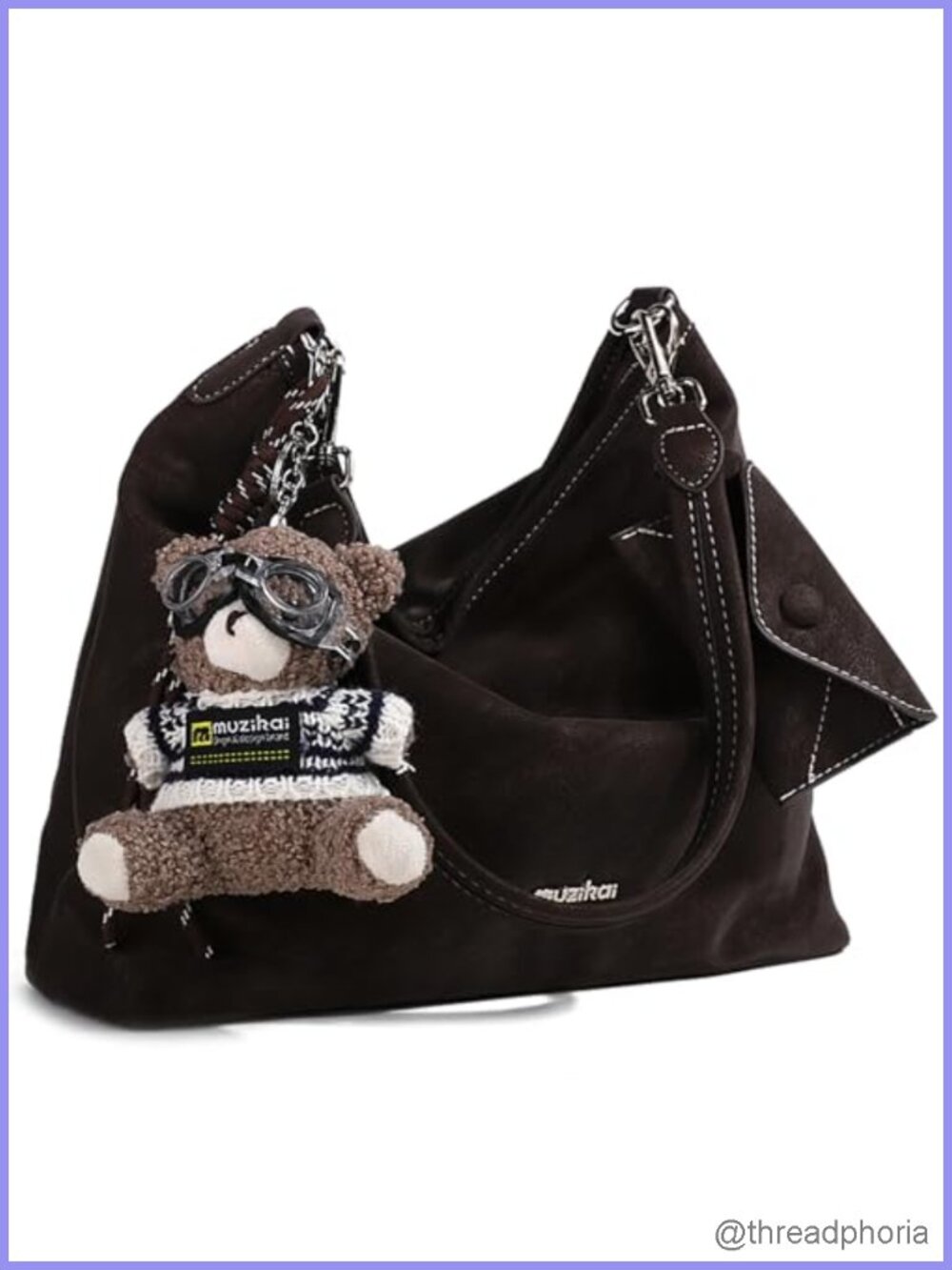 Vintage Faux Suede Hobo Tote Large Capacity Soft Slouchy Shoulder Handbag